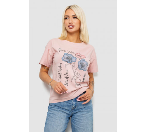 Футболка женская с принтом, цвет персиковый, 221R2805