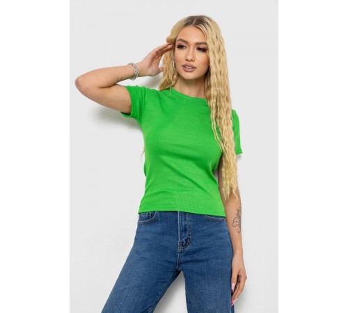 Футболка жіноча в рубчик, колір зелений, 238R123-2