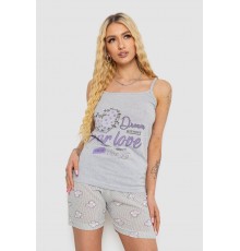 Жіноча піжама з принтом, колір сірий, 238R3128