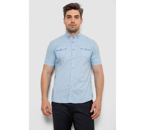 Рубашка мужская однотонная, цвет голубой, 214R6917-2