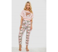 Піжама жіноча з принтом, колір рожевий, 243R15204
