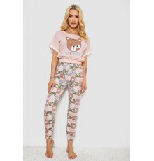 Піжама жіноча з принтом, колір рожевий, 243R15204