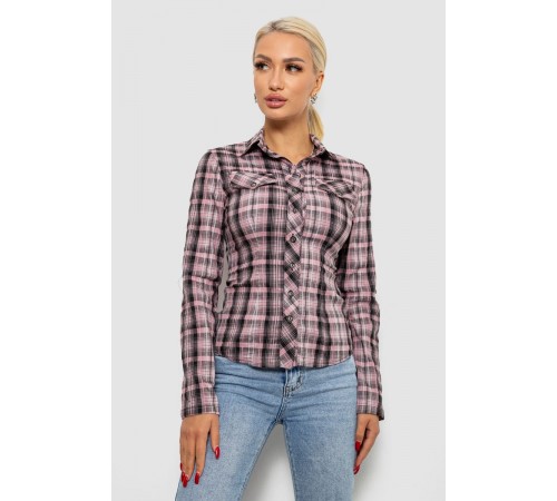 Сорочка жіноча в клітку, колір сіро-рожевий, 230R064-1