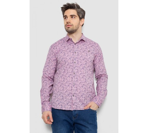 Рубашка мужская однотонная с принтом, цвет сиреневый, 186R2115