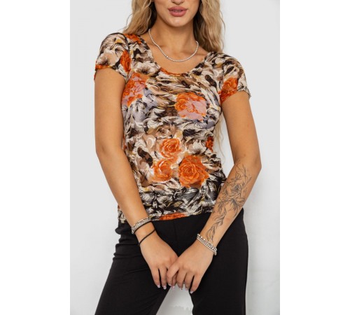 Футболка жіноча сітка, колір бежево-помаранчевий, 186R628