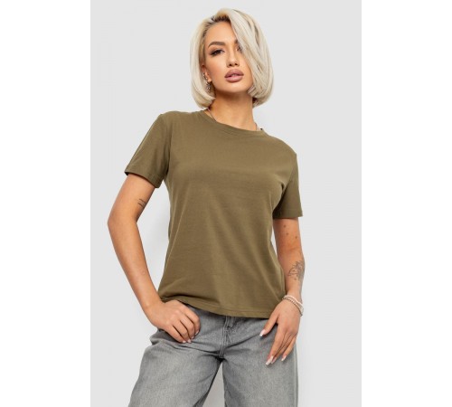 Футболка жіноча однотонна, колір хакі, 204R3333
