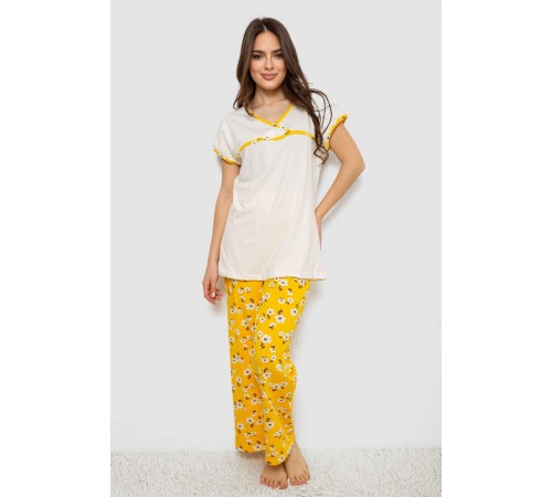 Жіноча піжама з принтом, колір молочний, 243R1600-002