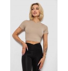 Футболка - топ жіноча в рубчик, колір бежевий, 238R58210