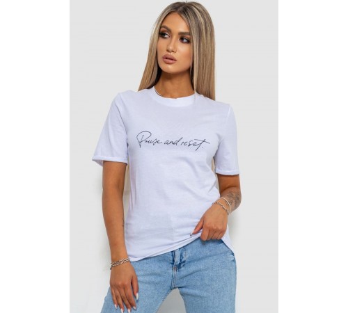 Футболка жіноча з принтом, колір білий, 238R57395