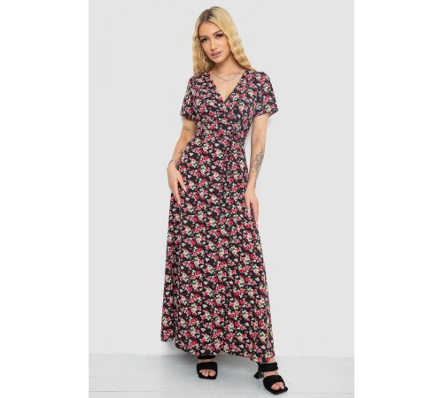 Сарафан з квітковим принтом, колір чорно-червоний, 241R181