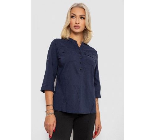 Блуза однотонна, колір синій, 230R97