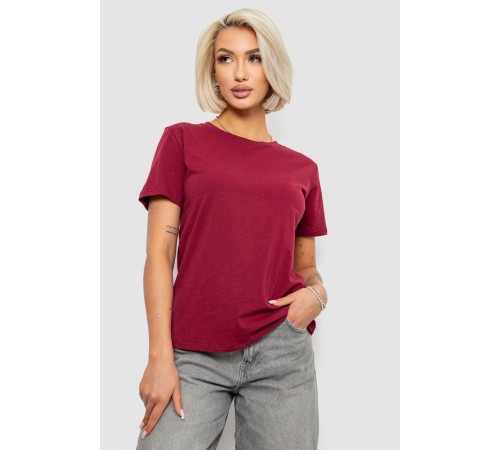 Футболка жіноча однотонна, колір бордовий, 204R3333