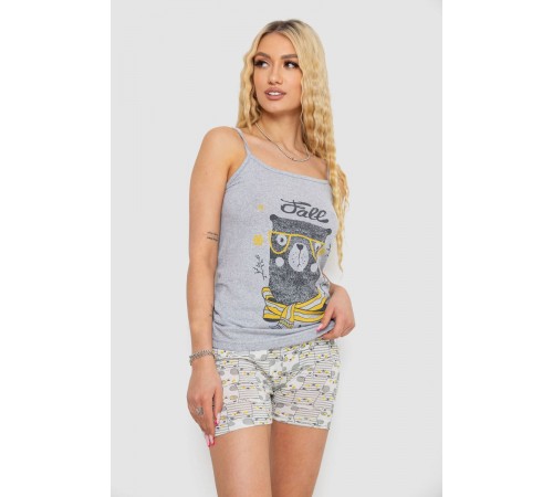 Жіноча піжама з принтом, колір сірий, 238R3101
