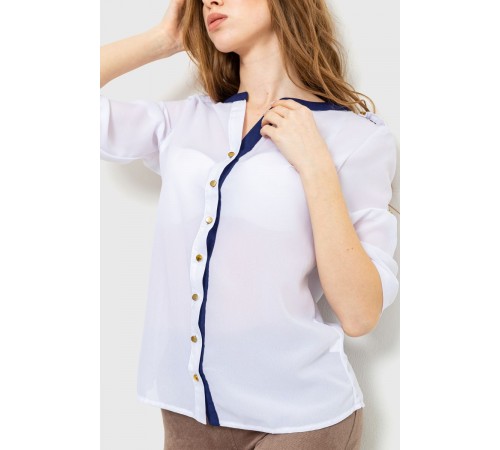 Блуза класична, колір біло-синій, 230R111