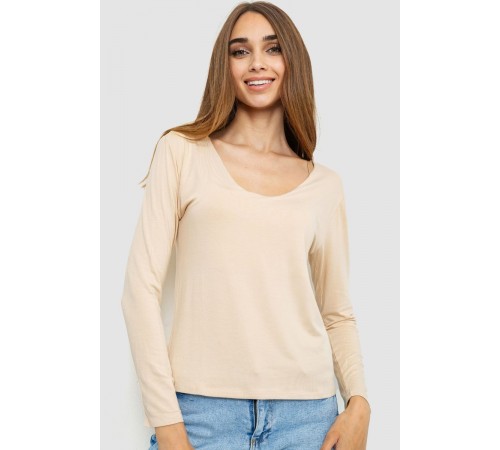 Тонкий жіночий лонгслів, колір бежевий, 186R128