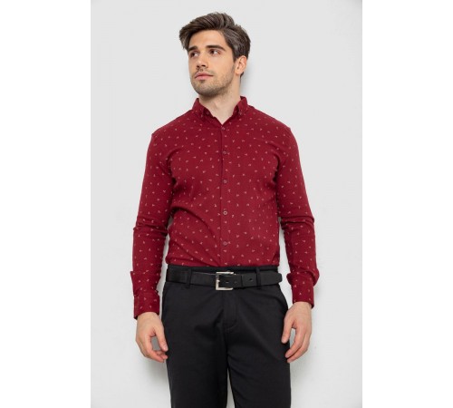 Рубашка мужская с принтом, цвет бордовый, 214R7365-1