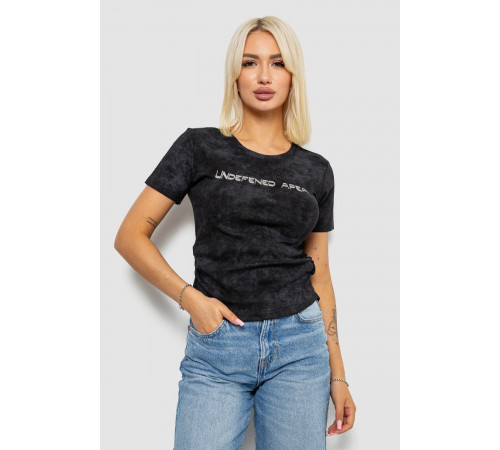 Футболка женская с принтом, цвет черный, 221R3309
