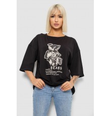 Футболка жіноча з принтом, колір чорний, 244R2029-5