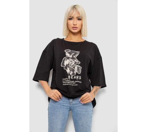 Футболка жіноча з принтом, колір чорний, 244R2029-5