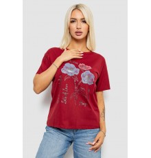 Футболка женская с принтом, цвет бордовый, 221R2805