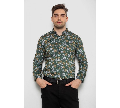 Рубашка мужская с принтом, цвет зеленый, 214R1036