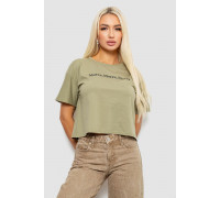 Футболка женская с принтом, цвет оливковый, 221R9905