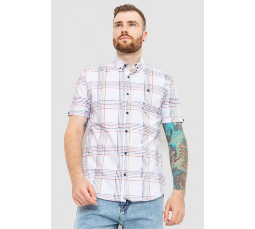 Рубашка мужская в клетку, цвет молочный, 214R244564