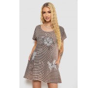 Туніка жіноча з принтом, колір бежево-чорний, 238RBD378