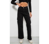 Джинси жіночі однотонні Kargo, колір чорний, 244R00946