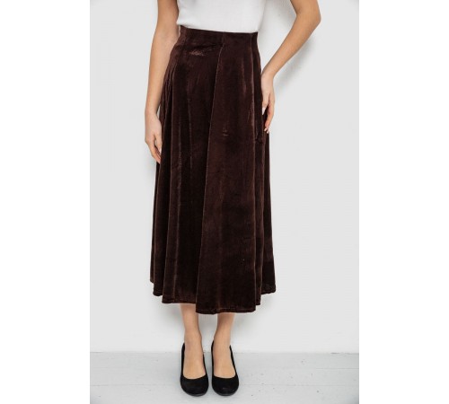 Спідниця оксамитова годе, колір коричневий, 167R375