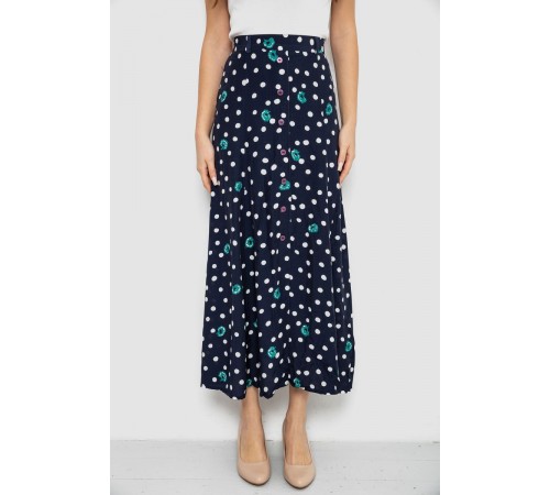 Спідниця вільного крою в горох, колір темно-синій, 167R5001