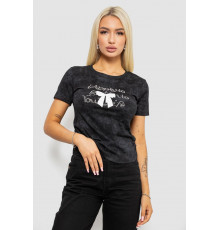 Футболка женская с принтом, цвет черный, 221R3304