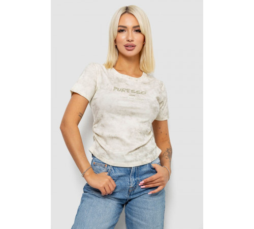 Футболка женская с принтом, цвет кремовый, 221R3308