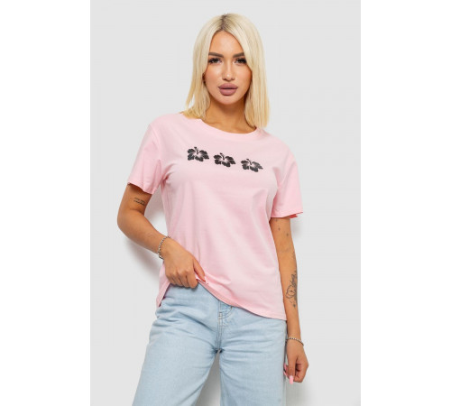 Футболка женская с принтом, цвет розовый, 221R5072