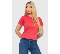 Футболка жіноча в рубчик, колір темно-кораловий, 238R123-2