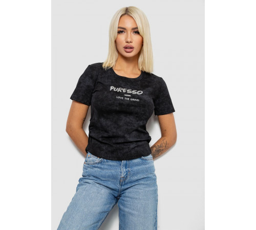 Футболка женская с принтом, цвет черный, 221R3308