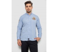 Рубашка мужская в клеточку, цвет голубой, 214R9030