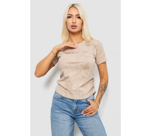 Футболка женская с принтом, цвет светло-бежевый, 221R3309