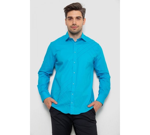 Рубашка мужская однотонная, цвет голубой, 214R7466