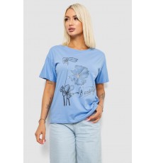 Футболка женская с принтом, цвет голубой, 221R2809