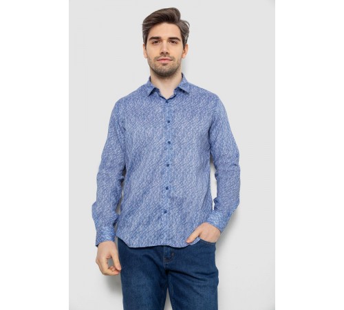 Мужская рубашка с принтом, цвет голубой, 186R6917-7