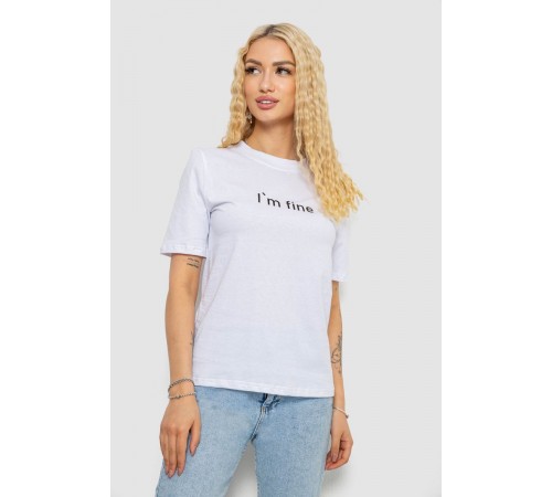 Футболка жіноча з принтом, колір білий, 241R1833