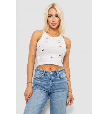 Топ женский в рубчик с принтом, цвет белый, 221R5078