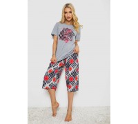 Піжама жіноча з принтом, колір сірий, 243R10373