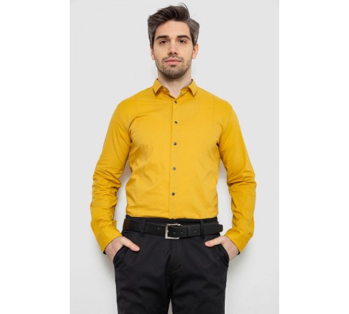 Рубашка мужская однотонная, цвет горчичный, 186R2066