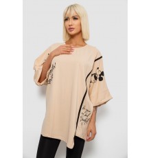 Футболка жіноча з принтом, колір бежевий, 244R4007