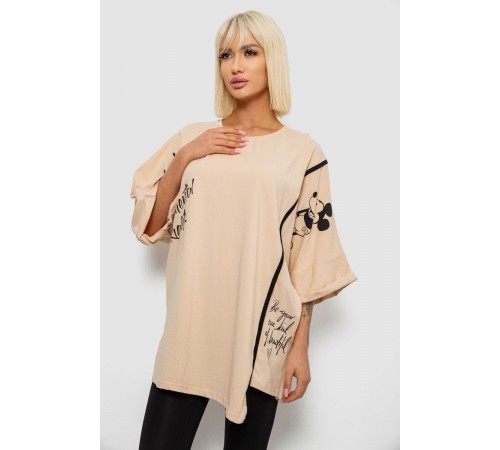 Футболка жіноча з принтом, колір бежевий, 244R4007