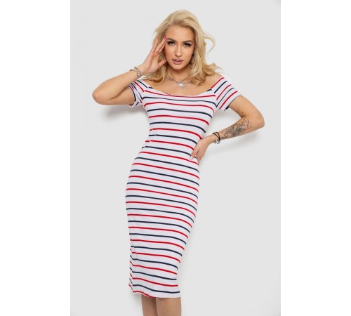 Сукня в смужку, колір біло-червоний, 244R536-2