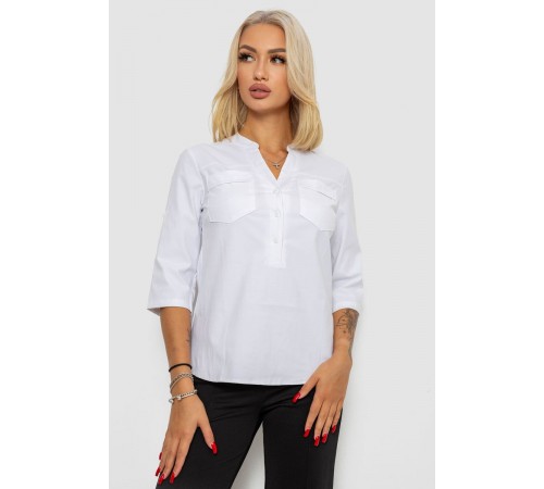 Блуза однотонна, колір білий, 230R96-13