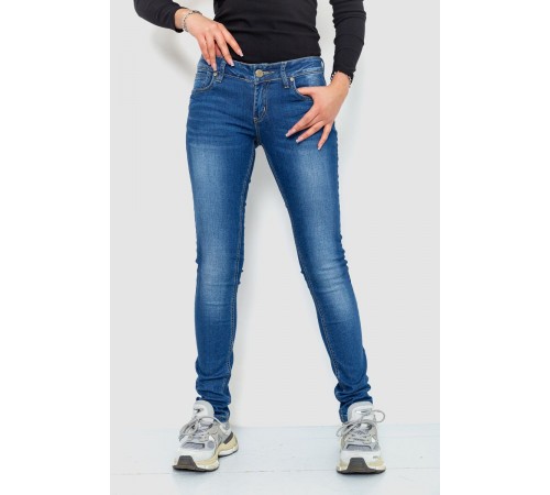 Джинси жіночі з потертостями, колір синій, 244RA603